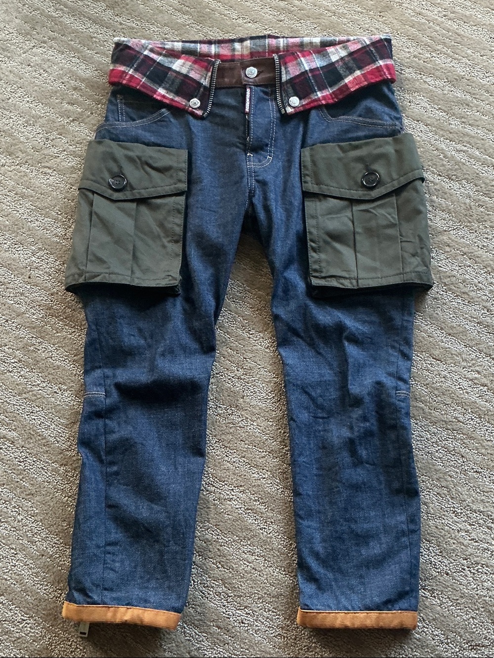 DSQUARED2 Women's Utility Cargo Jeans in Dark Blue with Olive Pockets